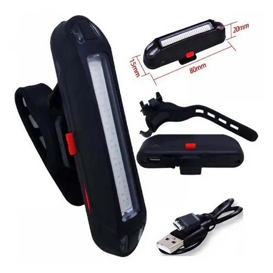 Lanterna Refletor Led Traseiro Bike Bicicleta Recarregável Usb 100 Lumens