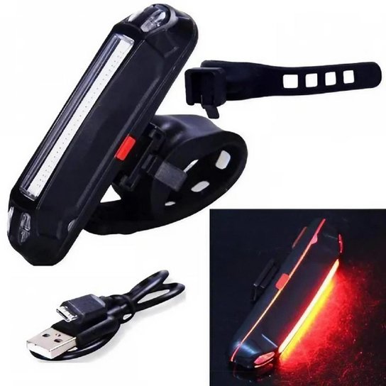 Lanterna Refletor Led Traseiro Bike Bicicleta Recarregável Usb 100 Lumens