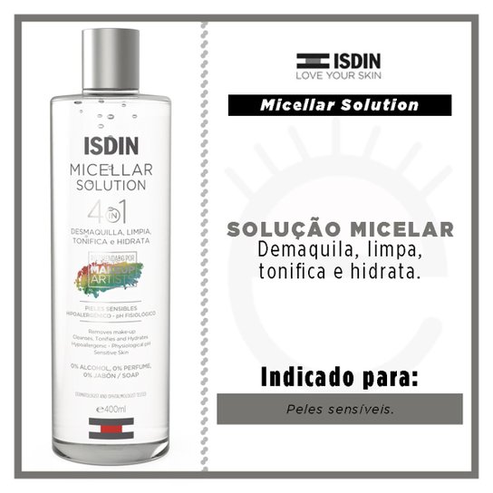Limpador Facial Isdin - Micellar Solution 4 em 1 400ml