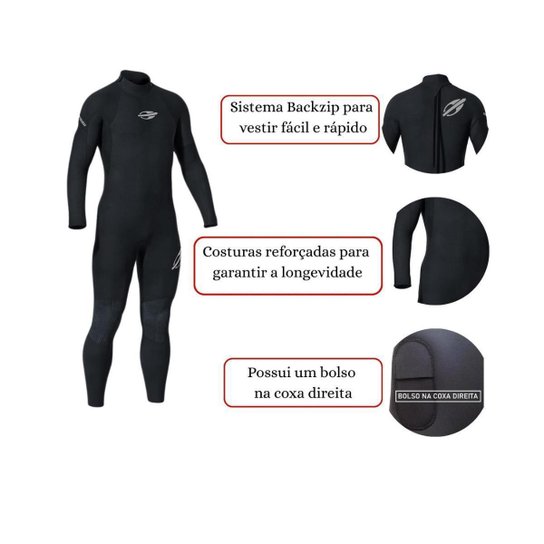 Long John Manga Longa Backzip 3-2mm Extraline Mormaii 2024
