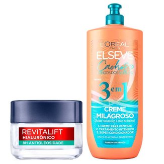 L’Oréal Paris Kit – Gel Creme Facial Antioleosidade Revitalift Hialurônico + Creme Milagroso 3 em 1