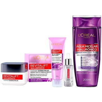 L'Oréal Paris Revitalift Hialurônico Kit – Água Micelar + Gel de Limpeza + Creme Anti-idade Diurno +