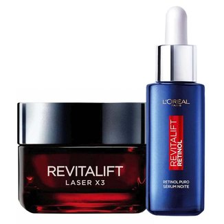 L’Oréal Paris Revitalift Kit – Sérum Facial Antirrugas Noturno Retinol 30ml + Creme Anti-Idade Laser