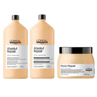 L'Oréal Professionnel Absolut Repair Gold Quinoa + Protein Kit – Shampoo + Máscara de Tratamento + C