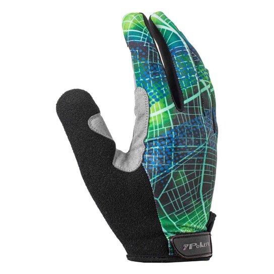 Luva Bike Poker Antishock Dedo Longo Motion-Preto/Verde-G(Br)