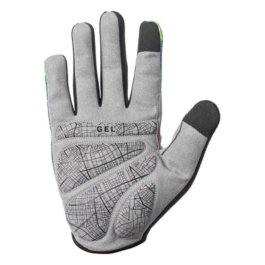 Luva Bike Poker Antishock Dedo Longo Motion-Preto/Verde-G(Br)