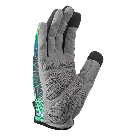 Luva Bike Poker Antishock Dedo Longo Motion-Preto/Verde-G(Br)