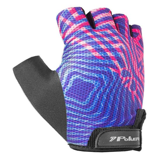 Luva Bike Poker Antishock Gel Swift - Preto/Rosa/Roxo - G (Br)