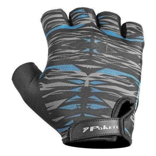 Luva Bike Poker Antishock Gen Energy - Preto/Azul/Cinza - G (Br)