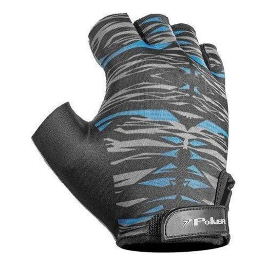 Luva Bike Poker Antishock Gen Energy - Preto/Azul/Cinza - G (Br)