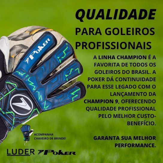 Luva de Goleiro Poker Champion 9 Profissional Futebol de Campo