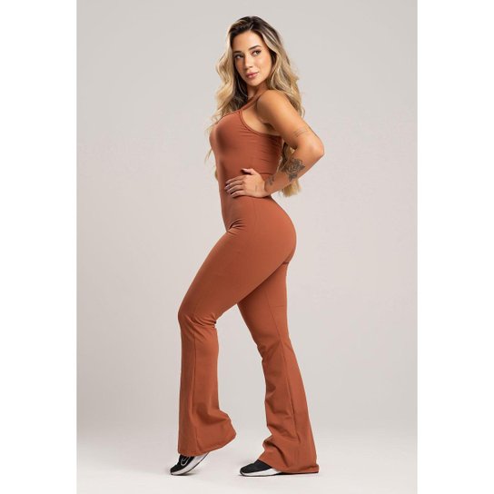 Macacão Fitness Flare Alcinha de Regulagem Poliamida Mvb Modas