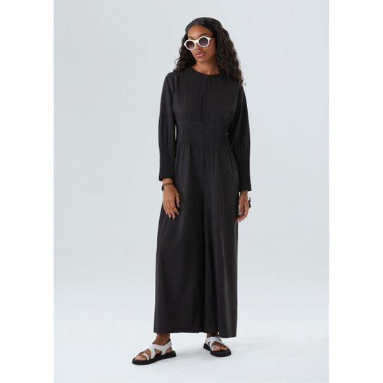 Macacao plisse manga longa