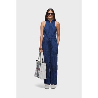 Macacão sleeveless tricoline wrinkledd OSKLEN
