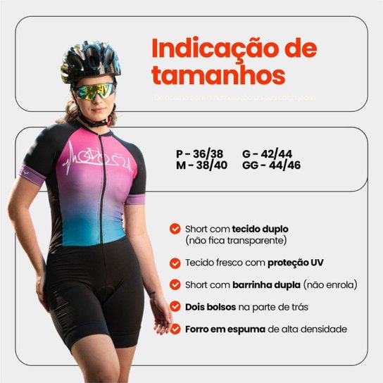 Macaquinho de Ciclismo Feminino Bike Pedal Espuma Speed MTB