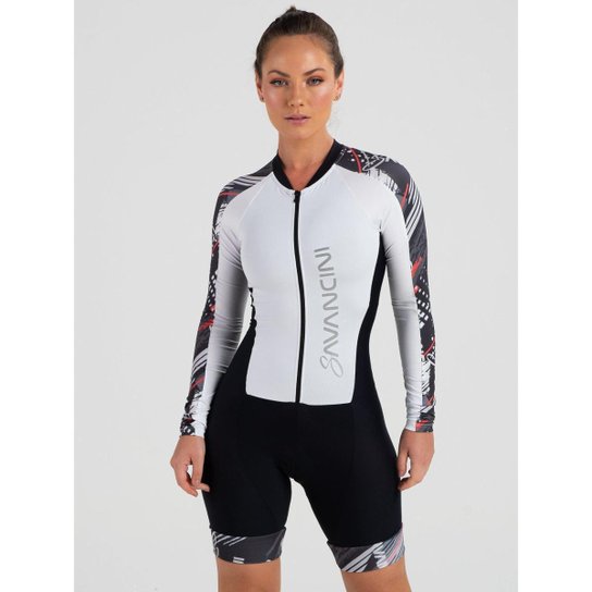 Macaquinho Para Ciclismo Feminino Savancini Line Branco (463)