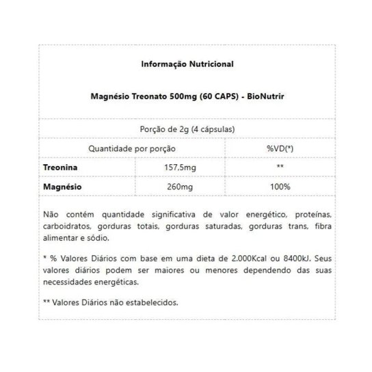 Magnésio Treonato 500mg 60 caps