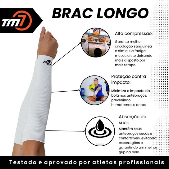 Manguito Para Vôlei Brac7 Longo Tm7 Profissional Proteção Braço