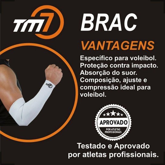 Manguito Para Vôlei Brac7 Longo Tm7 Profissional Proteção Braço
