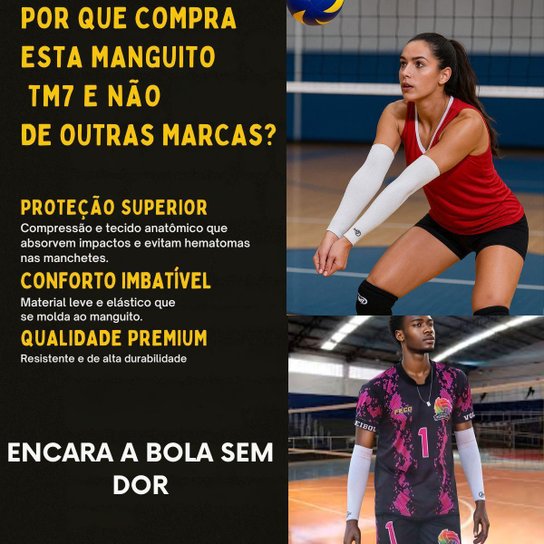Manguito Para Vôlei Brac7 Longo Tm7 Profissional Proteção Braço
