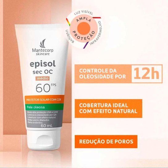 Mantecorp Episol Sec Oc Kit com 3 Unidades – Protetor Solar Facial com Cor FPS60 – Médio 60ml Kit