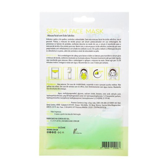 Máscara Facial com Ácido Salicílico Océane Sérum Face Mask 1Un