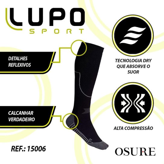 Meia 3/4 Lupo Original Alta Compressão Circulação Cano Super Alto Longo Masculino Feminino