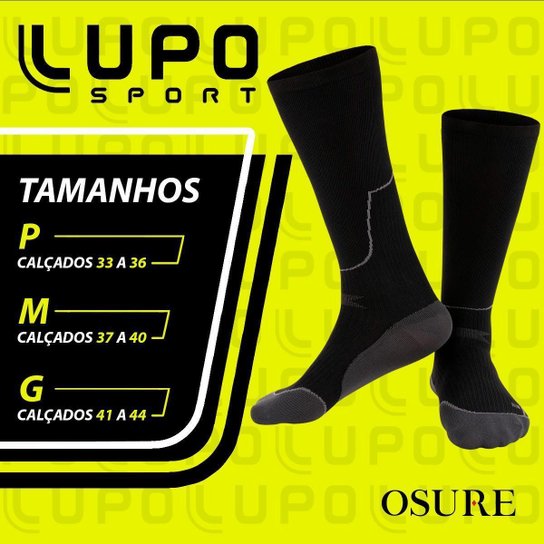 Meia 3/4 Lupo Original Alta Compressão Circulação Cano Super Alto Longo Masculino Feminino