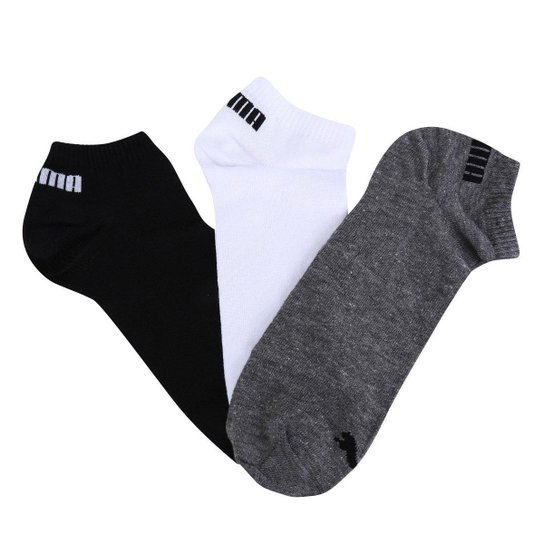 Meia Cano Baixo Puma Logo Pacote c/ 3 Pares