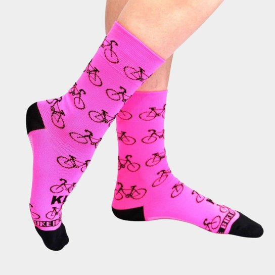 Meia Ciclismo Feminina Rosa Bicicletas KL