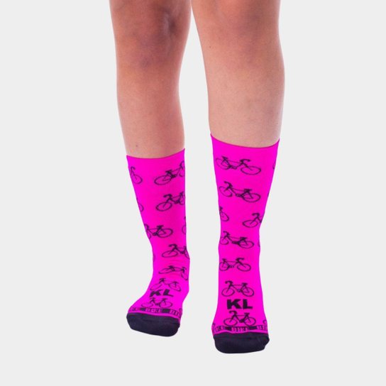 Meia Ciclismo Feminina Rosa Bicicletas KL
