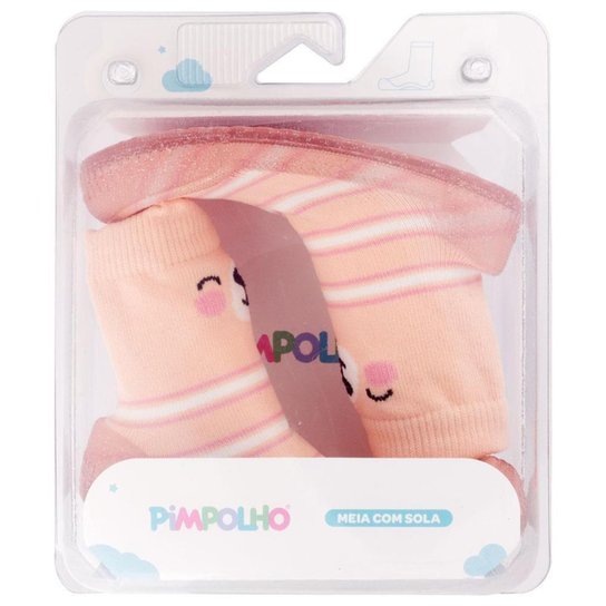 Meia com Sola Infantil Menina Comfort Pimpolho