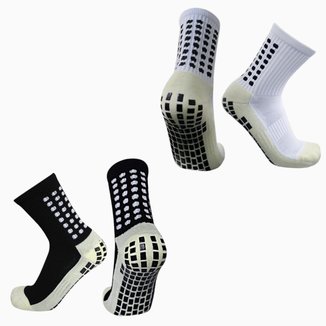 Meia Esportiva  Antiderrapante Futebol Pro Socks Tipo Trusox Profissional de Compressão 2 Pares