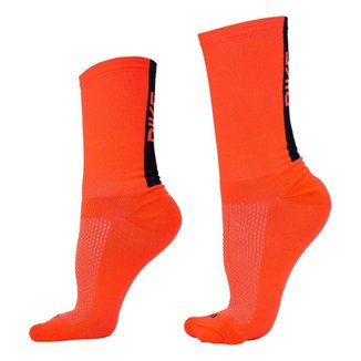 Meia Para Ciclismo Bike B.V. Cano Médio Unissex Laranja Neon - ALARANJADO/PRETO UNICO