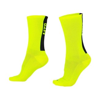 Meia Para Ciclismo MTB B.V. Cano Médio Unissex Amarelo Neon - AMARELO NEON/PRETO UNICO