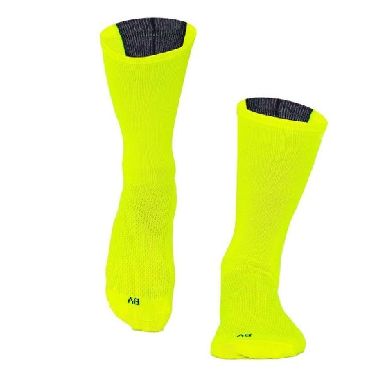 Meia Para Ciclismo MTB B.V. Cano Médio Unissex Amarelo Neon - AMARELO NEON/PRETO UNICO