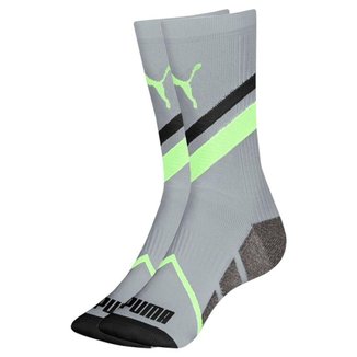 Meia Puma Cano Longo Esportiva Masculina - Cinza e Preto 39-43