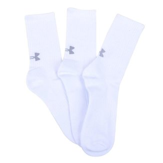 MEIA UNDER ARMOUR CORE COTTON CREW 3P BRANCO E PRETO 40/45