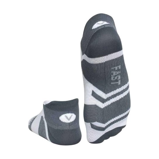 Meia Vistho Fast Run Feminino - Branco e Cinza Branco-cinza 33-38