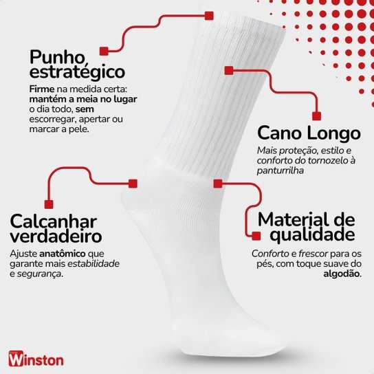 Meia Winston Cano Longo Esportiva Atoalhada