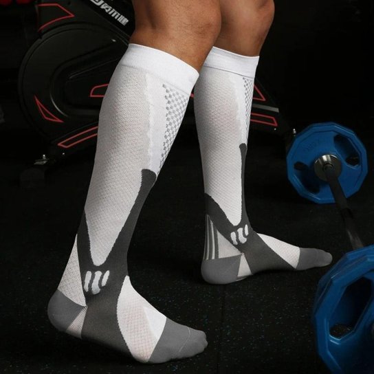 Meias Alta Compressão Alivio Das Dores Cano Alto Treino 1Par