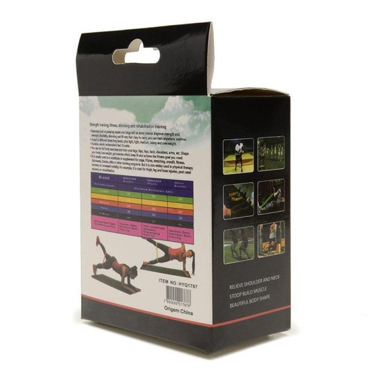 Mini Band Kit 5 Faixas Elásticas com Níveis de Resistência Para Exercícios e Reabilitação