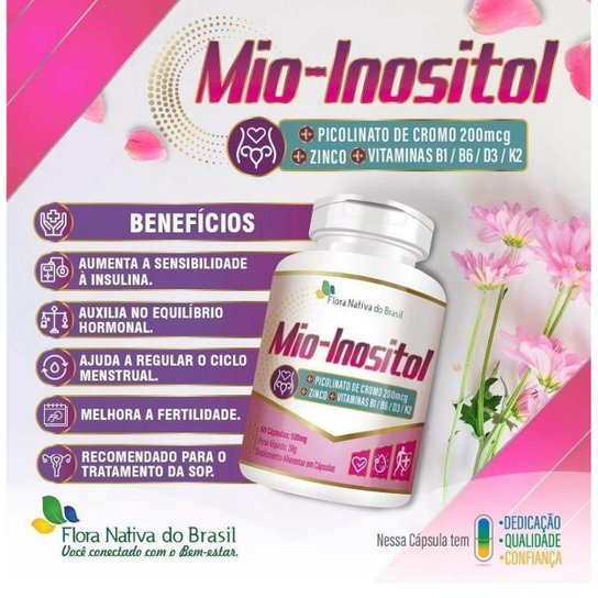 Mio-Inositol + Associações 60 Capsulas 500mg Flora Nativa
