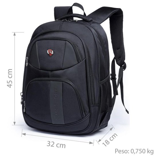 Mochila Executiva Impermeável Swissport Notebook Reforçada Trabalho Faculdade 26 Litros