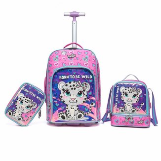 Mochila Infantil Bolsa de Rodinhas Lancheira Termica Estojo Yupe