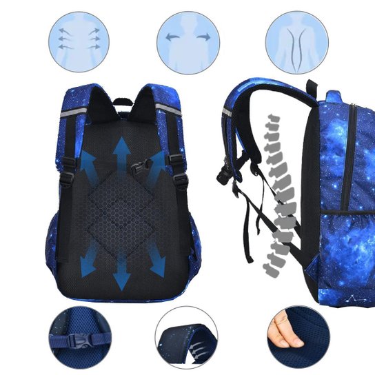 Mochila Infantil Masculina Bolsa Escolar De Costas Meninos Estojo Fichário Espaçosa Grande