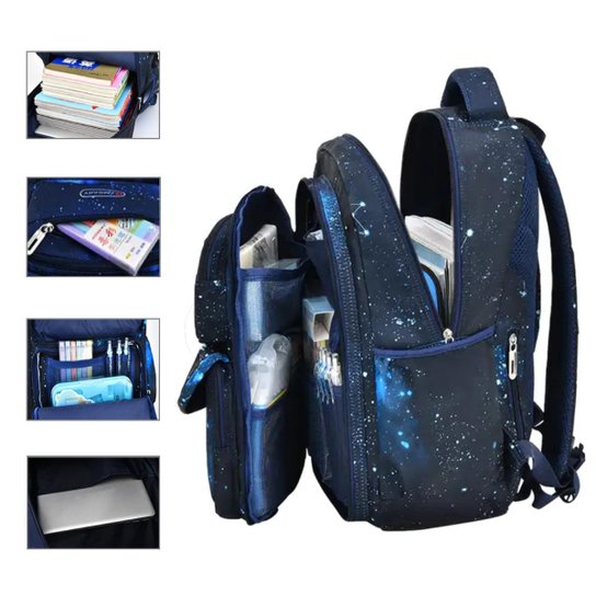Mochila Infantil Masculina Bolsa Escolar De Costas Meninos Estojo Fichário Espaçosa Grande