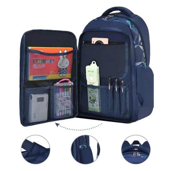 Mochila Masculina Bolsa Escolar Meninos Grande Espaço Lápis Fichario Porta Notebook