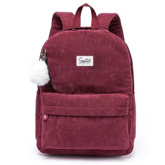 Mochila Spector Feminina Veludo Bolsa Escolar Resistente 17 Litros