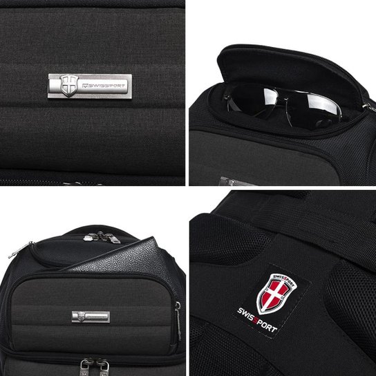 Mochila Unissex Swissport Executiva Para Notebook Impermeável Resistente 21 Litros